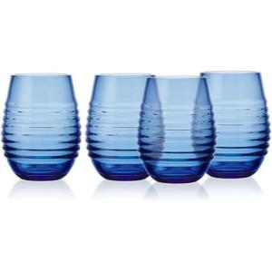 imageMikasa Ciara 18 Oz Red White Stemless Wine Glasses Set of 4 Cobalt