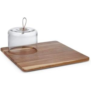 imageMikasa Glenwood Mixology 8 Piece Cocktail Shaker Bartender Stainless Steel with Acacia Wood Stand Bartool SetSquare Serve Board