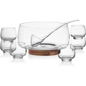 imageMikasa Glenwood Party Punch Bowl Set with Punch Cups and Ladle 8 Piece