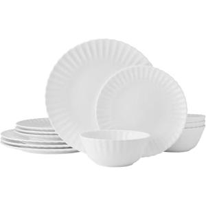 imageMikasa Isadora Scalloped Bone China Lightweight Chip Resistant 12 Piece Dinnerware Set Service for 4