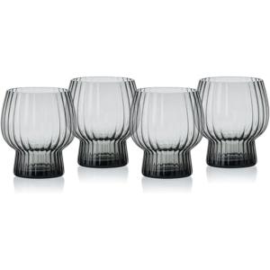 imageMikasa Phoebe Modern 14 Oz Optic Double Old Fashioned Rocks Beverage Juice Glasses Set of 4 AmberGray