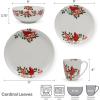 image:imageMikasa Cardinal Leaves Holiday Bone China Lightweight Chip Resistant Dinnerware Set Service for 4