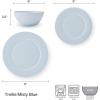 image:imageMikasa Trellis Pastel Bone China Lightweight Chip Resistant 12 Piece Dinnerware Set Service for 4 Misty Blue
