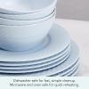 image:imageMikasa Trellis Pastel Bone China Lightweight Chip Resistant 12 Piece Dinnerware Set Service for 4 Misty Blue
