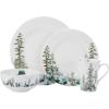 image:imageMikasa Watercolor Forest Bone China Lightweight Chip Resistant 16 Piece Dinnerware Set Service for 4 White