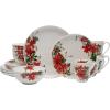 image:imageMikasa Winter Poinsettia Holiday Bone China Lightweight Chip Resistant Dinnerware Set Service for 4