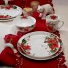 image:imageMikasa Winter Poinsettia Holiday Bone China Lightweight Chip Resistant Dinnerware Set Service for 4