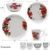 image:imageMikasa Winter Poinsettia Holiday Bone China Lightweight Chip Resistant Dinnerware Set Service for 4