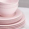 image:imageMiksa Trellis Pink Bone China Chip Resistant Lightweight 12 Piece Dinnerware Set Service for 4