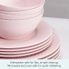 image:imageMiksa Trellis Pink Bone China Chip Resistant Lightweight 12 Piece Dinnerware Set Service for 4