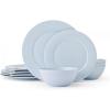 image:imageMikasa Trellis Pastel Bone China Lightweight Chip Resistant 12 Piece Dinnerware Set Service for 4 Misty Blue