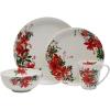 image:imageMikasa Winter Poinsettia Holiday Bone China Lightweight Chip Resistant Dinnerware Set Service for 4