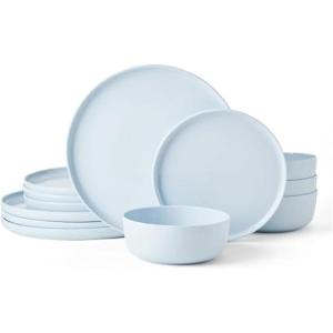 image:imageMikasa Madison Pastel Bone China Lightweight 12 Piece Dinnerware Set Service for 4 Misty BlueMisty Blue