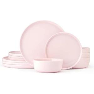 image:imageMikasa Madison Pastel Bone China Lightweight 12 Piece Dinnerware Set Service for 4 Misty BluePink