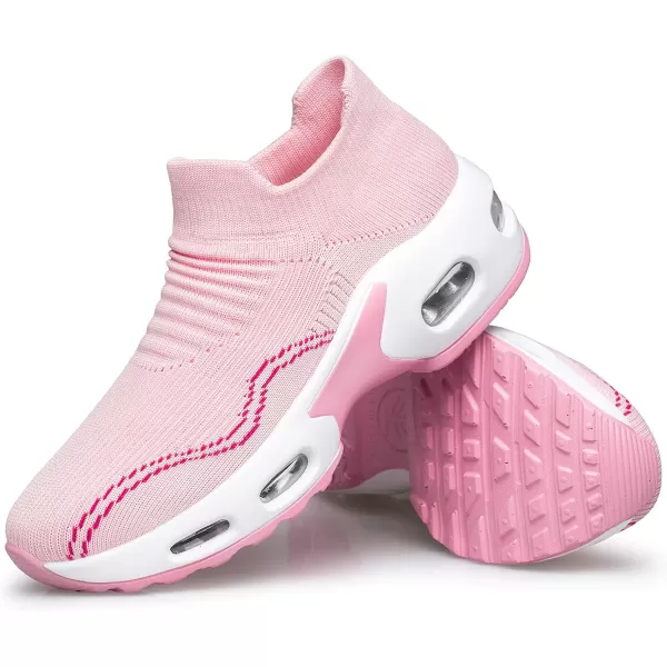 DOUSSPRT Womens Walking Shoes Slip on Sock Sneakers Lady Girls Nurse Mesh Air Cushion Platform Loafers Fashion Casual