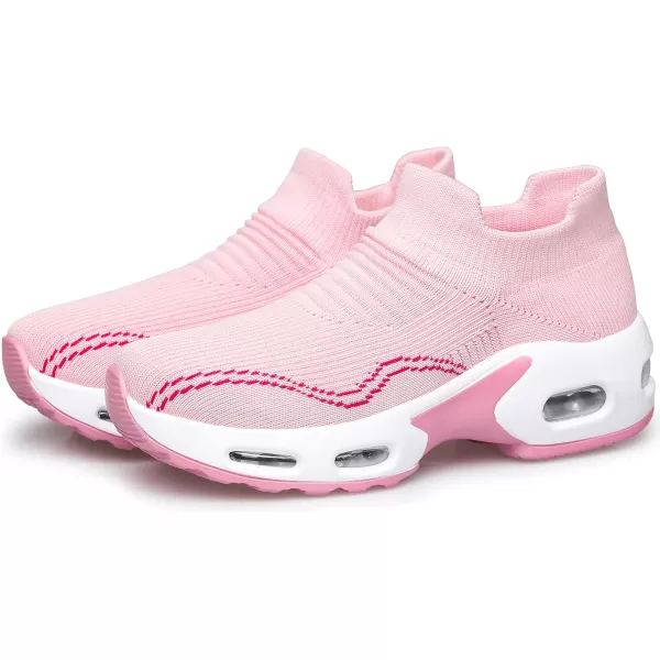 DOUSSPRT Womens Walking Shoes Slip on Sock Sneakers Lady Girls Nurse Mesh Air Cushion Platform Loafers Fashion Casual