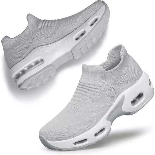 DOUSSPRT Womens Walking Shoes Slip on Sock Sneakers Lady Girls Nurse Mesh Air Cushion Platform Loafers Fashion Casual