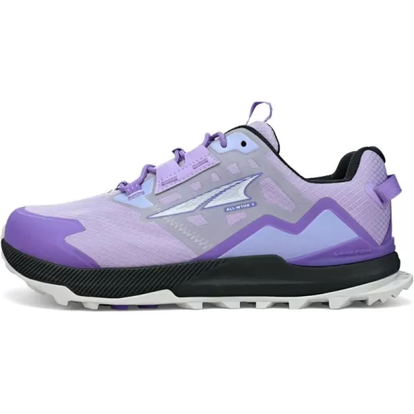 ALTRA Women's AL0A7R7I Lone Peak All-WTHR Low 2 Trail Running Shoe, Gray/Purple - 9 M US