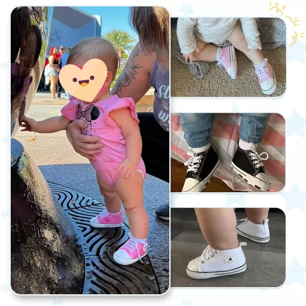 Meckior Baby Girls Boys Canvas Sneakers Soft Sole HighTop Ankle Infant First Walkers Crib ShoesA05Gray