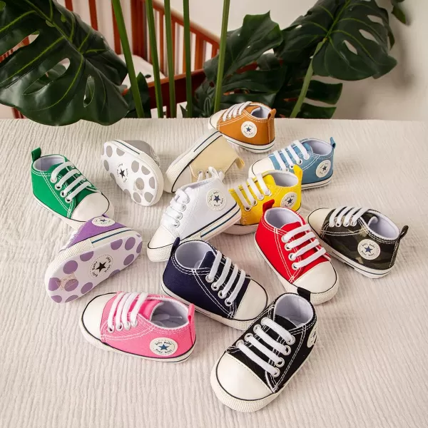 Meckior Baby Girls Boys Canvas Sneakers Soft Sole HighTop Ankle Infant First Walkers Crib ShoesA07Army Green