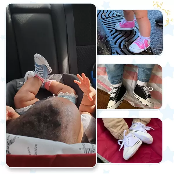 Meckior Baby Girls Boys Canvas Sneakers Soft Sole HighTop Ankle Infant First Walkers Crib ShoesA08Little Blue