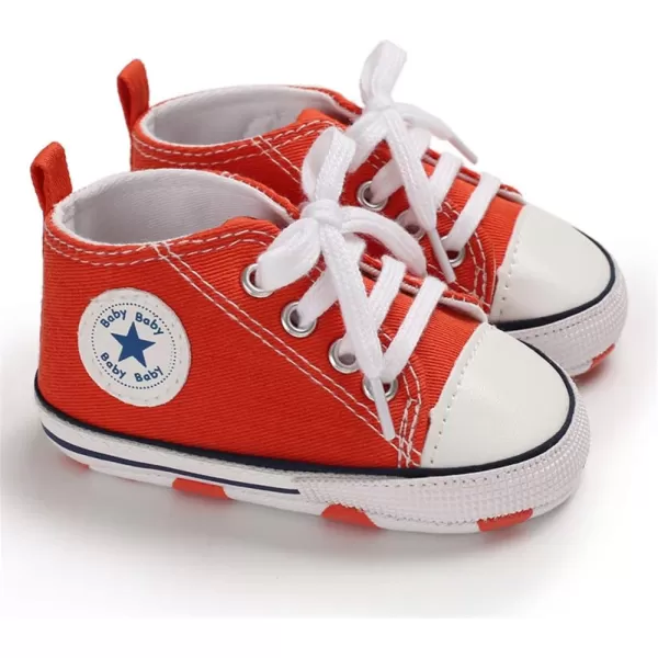 Meckior Baby Girls Boys Canvas Sneakers Soft Sole HighTop Ankle Infant First Walkers Crib ShoesA18Orange