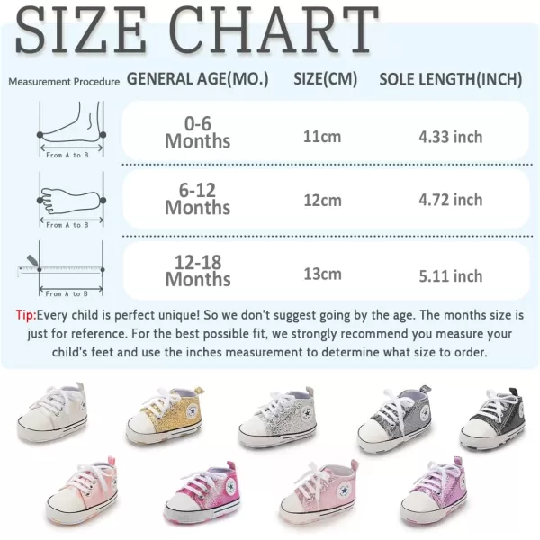 Meckior Baby Girls Boys Canvas Sneakers Soft Sole HighTop Ankle Infant First Walkers Crib ShoesA22Sequin Rose Red