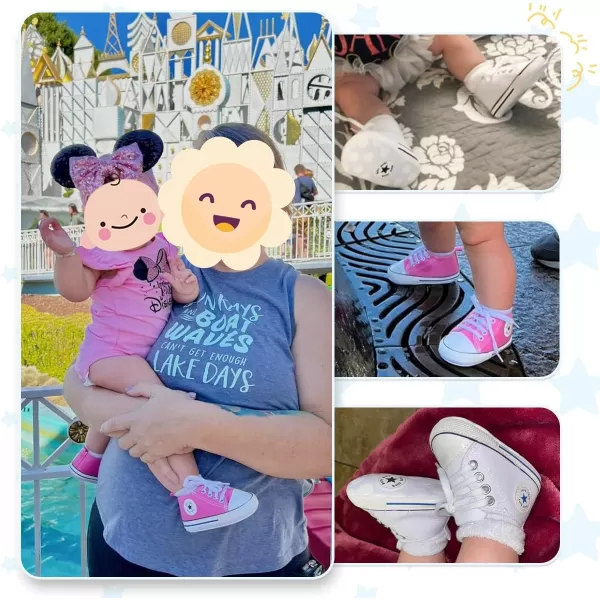 Meckior Baby Girls Boys Canvas Sneakers Soft Sole HighTop Ankle Infant First Walkers Crib ShoesA34Sequin Beige