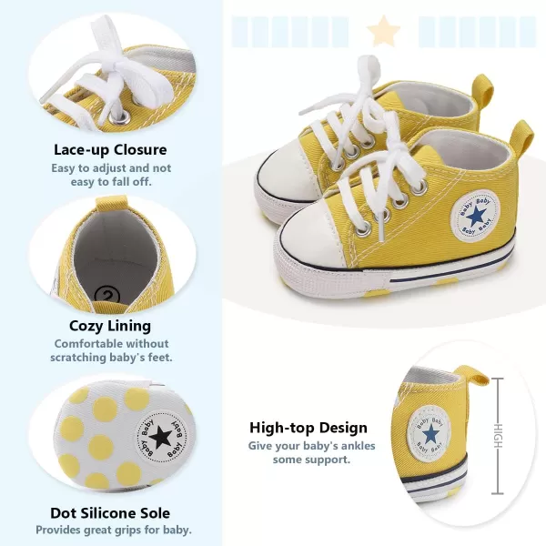 Meckior Baby Girls Boys Canvas Sneakers Soft Sole HighTop Ankle Infant First Walkers Crib ShoesC01Sequin Gold