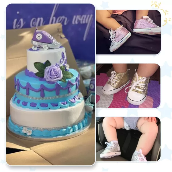 Meckior Baby Girls Boys Canvas Sneakers Soft Sole HighTop Ankle Infant First Walkers Crib ShoesC01Sequin Purple