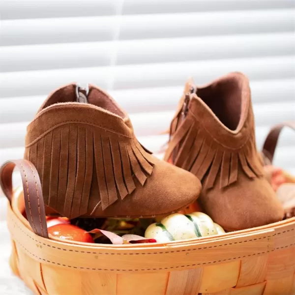 Meckior Baby Girls Cowboy Tassel Boots Side Zipper Moccasins Soft Bottom NonSlip Toddler ShoeA01Brown