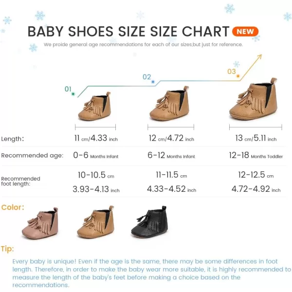 Meckior Baby Girls Cowboy Tassel Boots Side Zipper Moccasins Soft Bottom NonSlip Toddler ShoeA05black