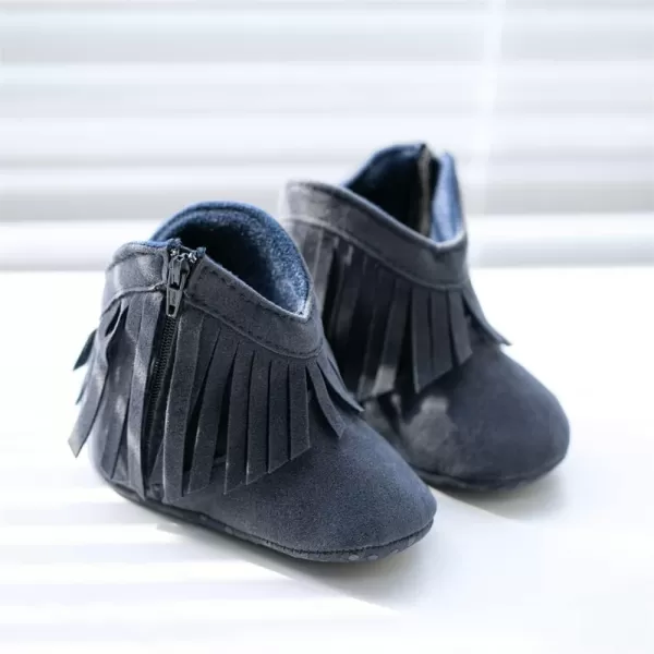 Meckior Baby Girls Cowboy Tassel Boots Side Zipper Moccasins Soft Bottom NonSlip Toddler ShoeA06Deep Blue