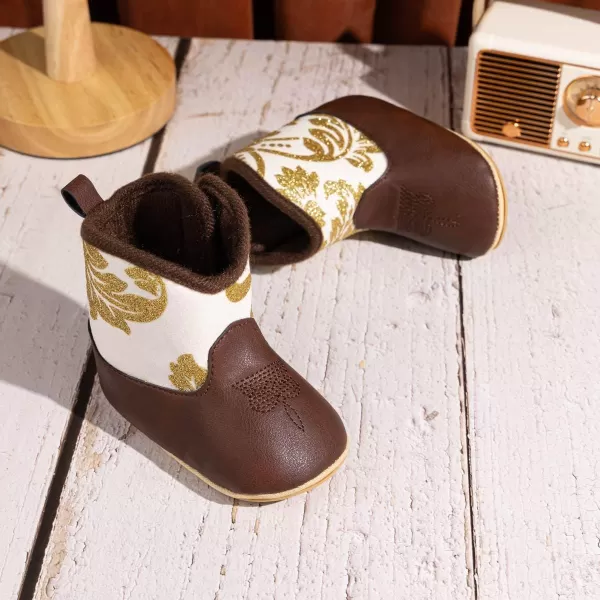 Meckior Baby Girls Cowboy Tassel Boots Side Zipper Moccasins Soft Bottom NonSlip Toddler ShoeA08Gold