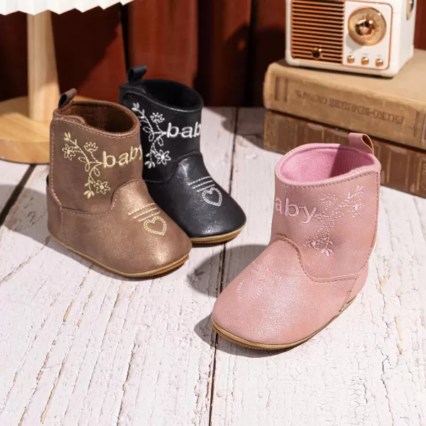 Meckior Baby Girls Cowboy Tassel Boots Side Zipper Moccasins Soft Bottom NonSlip Toddler ShoeA09Black