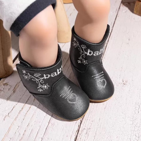 Meckior Baby Girls Cowboy Tassel Boots Side Zipper Moccasins Soft Bottom NonSlip Toddler ShoeA09Black