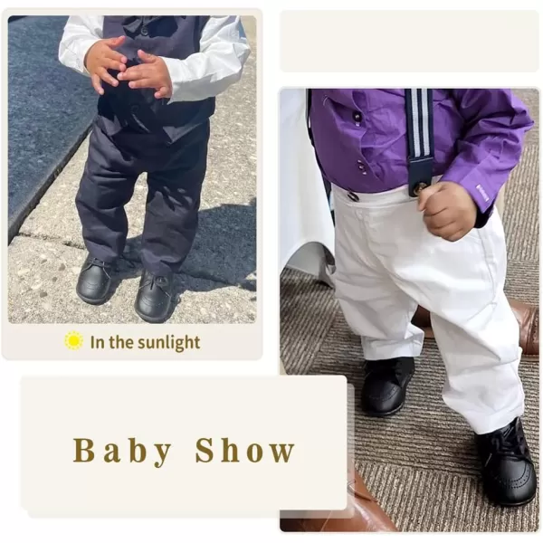 Meckior Infant Baby Boys Girls Classic PU Leather Wedding Loafers Brogue Toddler Oxford Dress Shoes First Steps Walking Flat Lazy Crib ShoeA01Black
