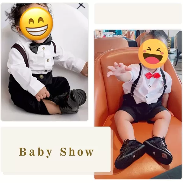 Meckior Infant Baby Boys Girls Classic PU Leather Wedding Loafers Brogue Toddler Oxford Dress Shoes First Steps Walking Flat Lazy Crib ShoeA01Black With Mirror Surface