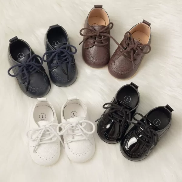 Meckior Infant Baby Boys Girls Classic PU Leather Wedding Loafers Brogue Toddler Oxford Dress Shoes First Steps Walking Flat Lazy Crib ShoeA02White With Texture