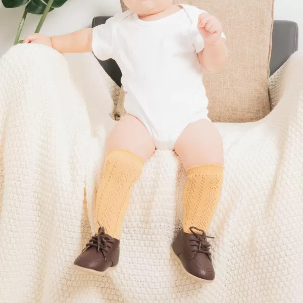 Meckior Infant Baby Boys Girls Classic PU Leather Wedding Loafers Brogue Toddler Oxford Dress Shoes First Steps Walking Flat Lazy Crib ShoeA03Deep Brown