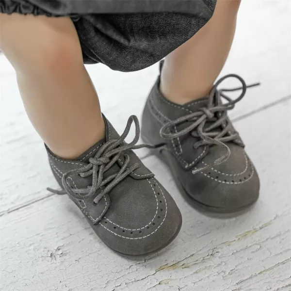 Meckior Infant Baby Boys Girls Classic PU Leather Wedding Loafers Brogue Toddler Oxford Dress Shoes First Steps Walking Flat Lazy Crib ShoeA03Deep Gray
