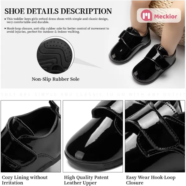 Meckior Infant Baby Boys Girls Classic PU Leather Wedding Loafers Brogue Toddler Oxford Dress Shoes First Steps Walking Flat Lazy Crib ShoeA04Black