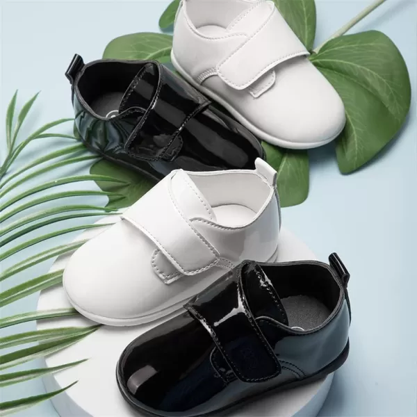Meckior Infant Baby Boys Girls Classic PU Leather Wedding Loafers Brogue Toddler Oxford Dress Shoes First Steps Walking Flat Lazy Crib ShoeA04Black