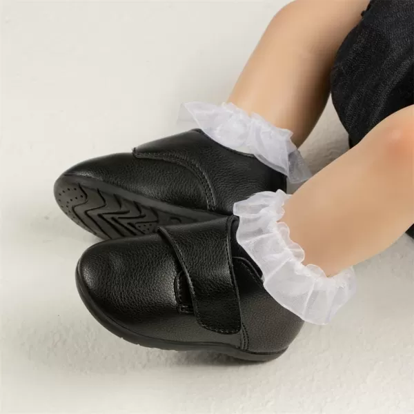 Meckior Infant Baby Boys Girls Classic PU Leather Wedding Loafers Brogue Toddler Oxford Dress Shoes First Steps Walking Flat Lazy Crib ShoeA05Black