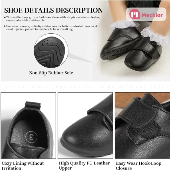 Meckior Infant Baby Boys Girls Classic PU Leather Wedding Loafers Brogue Toddler Oxford Dress Shoes First Steps Walking Flat Lazy Crib ShoeA05Black