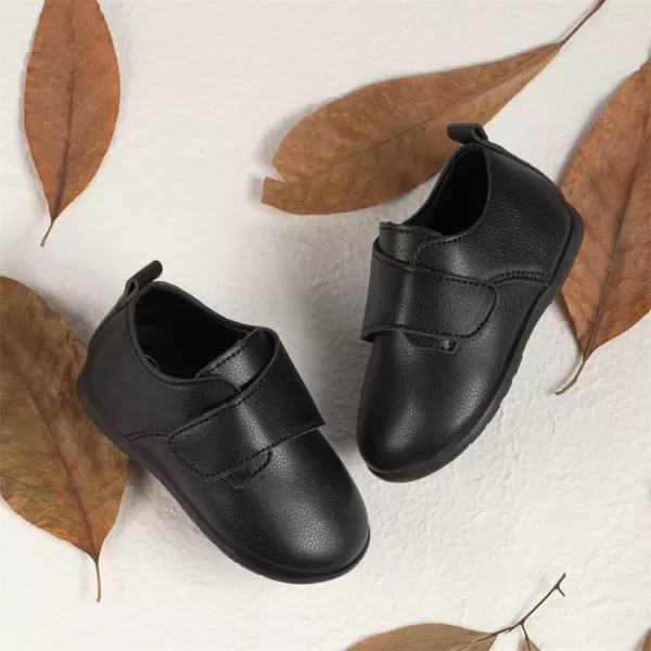 Meckior Infant Baby Boys Girls Classic PU Leather Wedding Loafers Brogue Toddler Oxford Dress Shoes First Steps Walking Flat Lazy Crib ShoeA05Black
