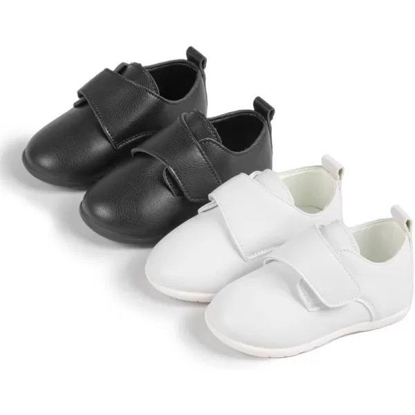 Meckior Infant Baby Boys Girls Classic PU Leather Wedding Loafers Brogue Toddler Oxford Dress Shoes First Steps Walking Flat Lazy Crib ShoeA05White