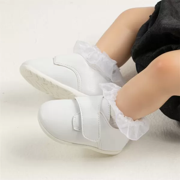 Meckior Infant Baby Boys Girls Classic PU Leather Wedding Loafers Brogue Toddler Oxford Dress Shoes First Steps Walking Flat Lazy Crib ShoeA05White