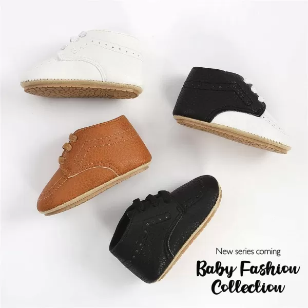 Meckior Infant Baby Boys Girls Classic PU Leather Wedding Loafers Brogue Toddler Oxford Dress Shoes First Steps Walking Flat Lazy Crib ShoeB01Brown With Elastic Band