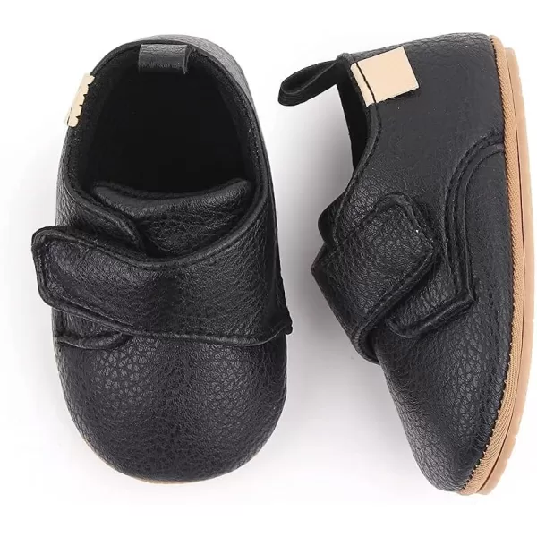 Meckior Infant Baby Boys Girls Classic PU Leather Wedding Loafers Brogue Toddler Oxford Dress Shoes First Steps Walking Flat Lazy Crib ShoeC03Black
